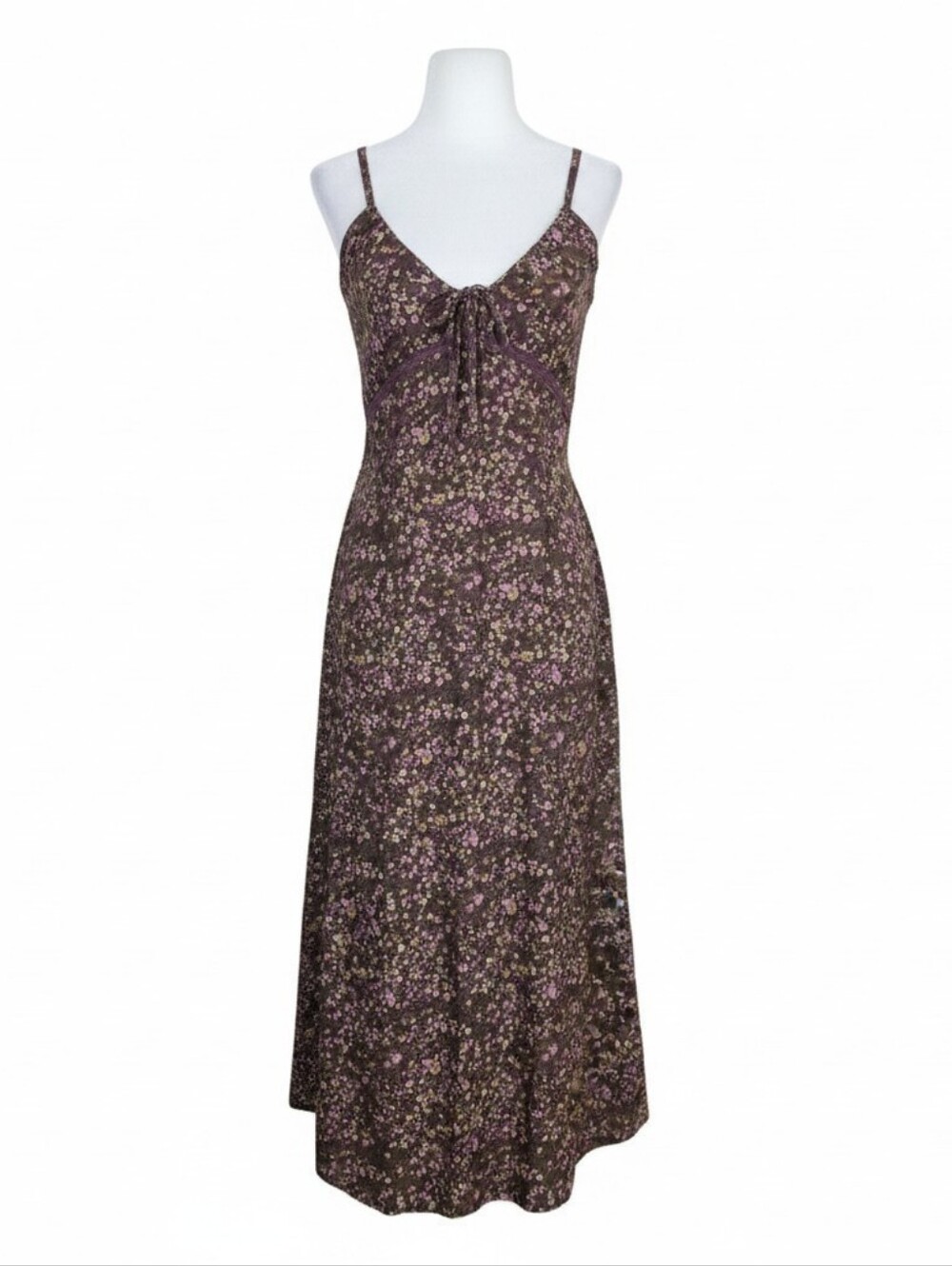 twik  importantion d'italie Plum Floral Tie-Front Midi Dress
